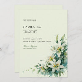 Convite Sage Green Lily of the Valley Floral Wedding