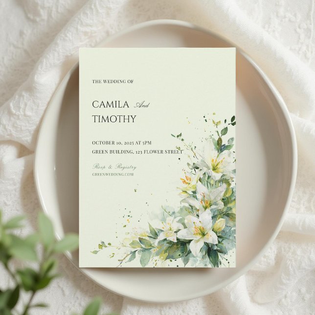 Convite Sage Green Lily of the Valley Floral Wedding (Criador carregado)