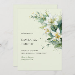 Convite Sage Green Lily of the Valley Floral Wedding