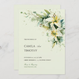 Convite Sage Green Lily of the Valley Floral Wedding