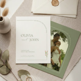 Convite Sage Green & Linen Minimalist Save the Date Card