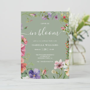Convite Sage Green Love está em Flor Bridal Shower