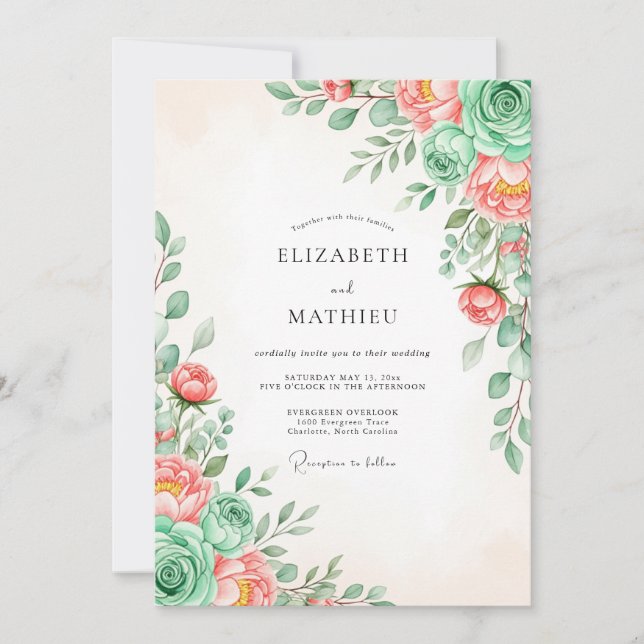 Convite Sage Green Lush Succulent Wedding (Frente)