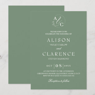 Convite Sage Green Luxury Casamento de Monograma