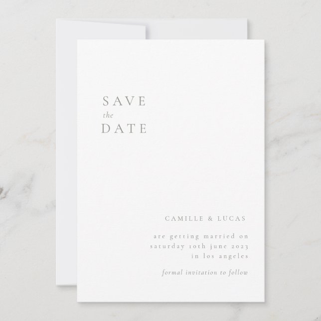 Convite Sage Green Minimalist Text e Photo Save the date ( (Frente)