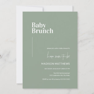 Convite Sage Green Minimalista Baby Brunch Chá de fraldas