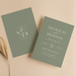 Convite Sage Green Modern Minimalista Boho Casado Monogram<br><div class="desc">Convocação do Monograma de Casamento de Boho Moderno e Moderno Verde. Monograma atrás.</div>