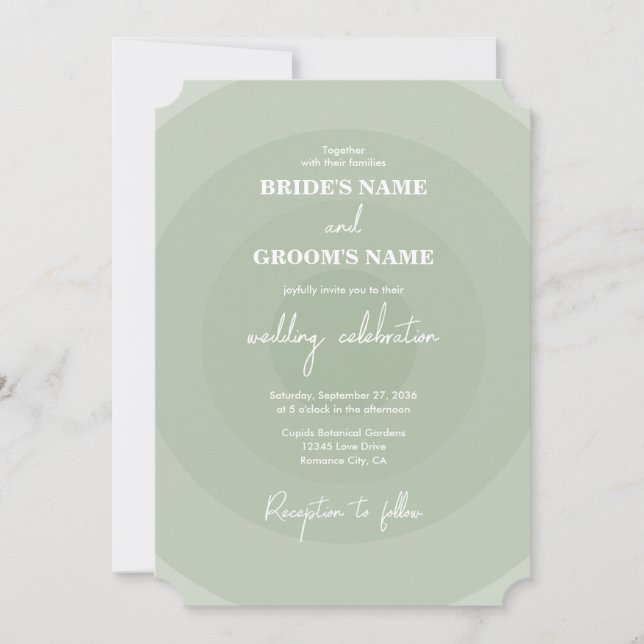 Convite Sage Green Modern Monogramas Wedding (Frente)