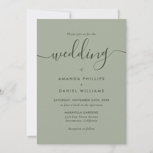 Convite Sage Green Modern Wedding (Frente)