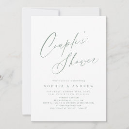 Convite Sage Green - moderno script casal mínimo chá