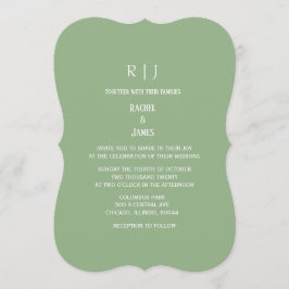 Convite Sage Green Monogram Initials Trendy Wedding
