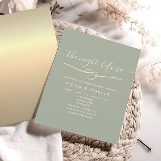 Convite Sage Green Na Noite Antes Do Janto De Ensaio (Criador carregado)