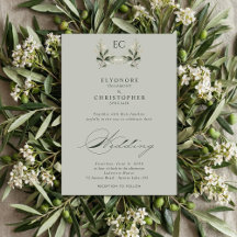 Sage Green Olive Branch Monogram Photo Wedding