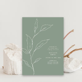 Convite Sage Green Olive Leaf Branch Bridal Brunch