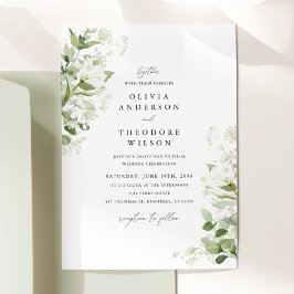 Convite Sage Green Organic Greenery Watercolor Wedding