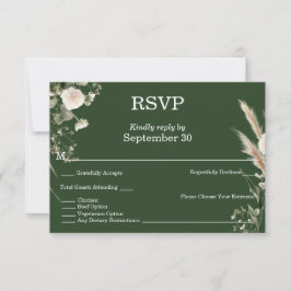 Convite Sage Green & Pampas Boho RSVP