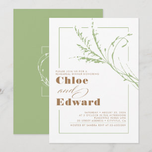 Convite Sage Green Pampas Grass Janto de ensaio moderno