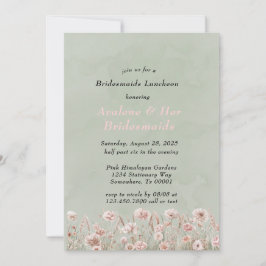 Convite Sage Green Pink Bridesmaids Bridesmaids Luncheids