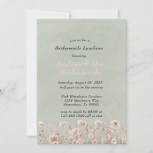 Convite Sage Green Pink Bridesmaids Bridesmaids Luncheids