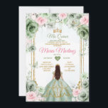 Convite Sage Green & Pink Floral Mis Quince 16º aniversári<br><div class="desc">Sage Green & Pink Floral Mis Quince 16º Aniversário Convite Mis Quince 15 Anos,  16º Aniversário Borboleta.</div>