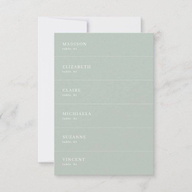 Convite Sage Green Place Card DIY (Frente)