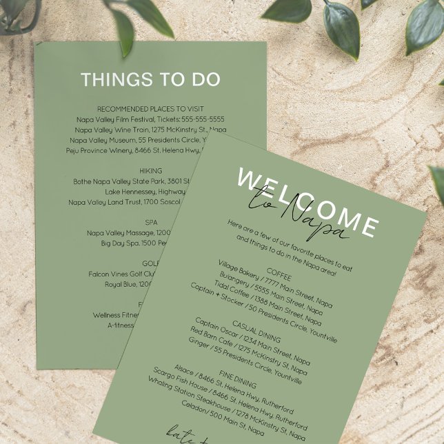 Convite Sage Green Places para comer e coisas para fazer (Criador carregado)