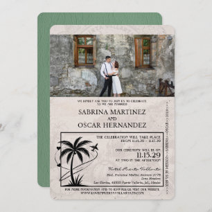 Convite Sage Green Puerta Vallarta Passaporte Casamento