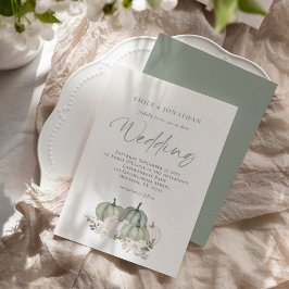 Convite Sage Green Pumpkins Casamento Floral