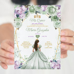 Convite Sage Green Purple Mis Quince 15 Anos Crown<br><div class="desc">Quinceañera Sage Green Purple Crown Invitation Mis Quince 15 Anos,  16º Aniversário, </div>