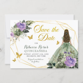 Convite Sage Green Purple Quinceañera Salve A Data