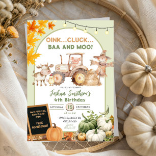 Convite Sage Green Ranja Animal Pumpkin Aniversário
