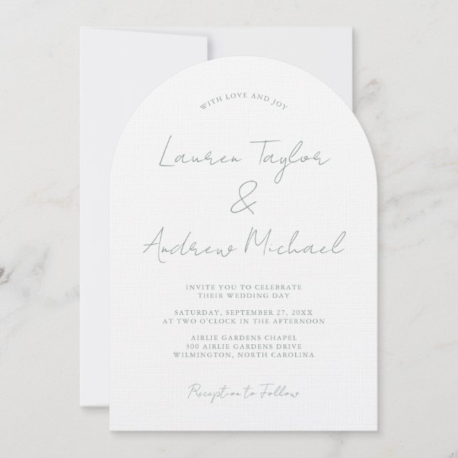 Convite Sage Green Romantic Modern Arch Wedding Invitation (Frente)
