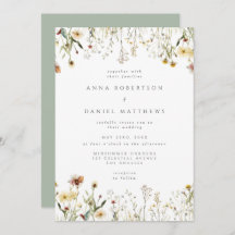 Sage Green Rustic Wildflower Wedding Invitation