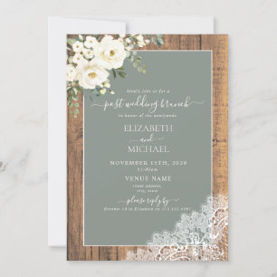 Convite Sage Green Rustic Wood Script Posto Wedch Brunch