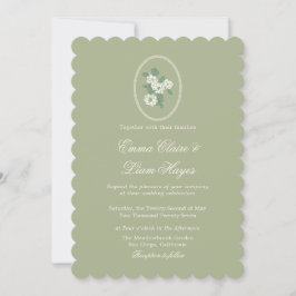 Convite Sage Green Scalloped Wedding Invitation
