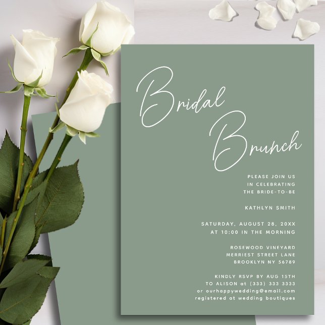 Convite Sage Green - Script Chic Bridal Brunch (Criador carregado)