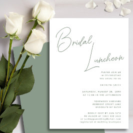 Convite Sage Green Script Chic Bridal Luncheon