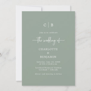 Convite Sage Green Script Wedding