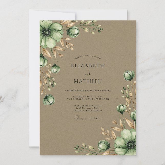 Convite Sage Green Serene Harvest Wedding (Frente)