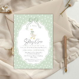 Convite Sage Green Silly Goose Coquette Baby Shower