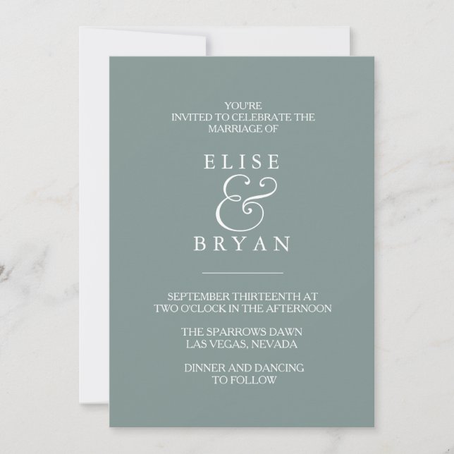 Convite Sage Green Simple Modern Elegant Weding Invite (Frente)