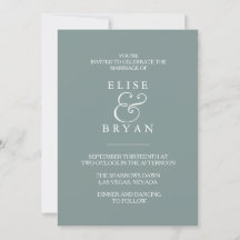 Sage Green Simple Modern Elegant Weding Invite