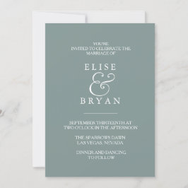 Convite Sage Green Simple Modern Elegant Weding Invite