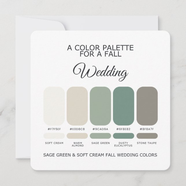 Convite Sage Green Soft Cream Fall Wedding Palette Card (Frente)