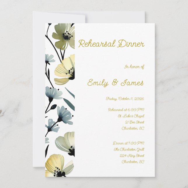 Convite Sage Green & Soft Yellow Botanical Wedding (Frente)