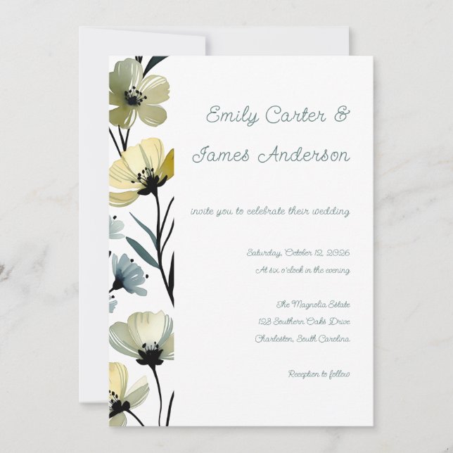 Convite Sage Green & Soft Yellow Botanical Wedding (Frente)