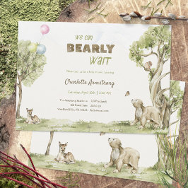 Convite Sage Green Storybook Bearly Wait Baby Shower