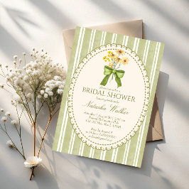 Convite Sage green stripe retro elegant bridal shower