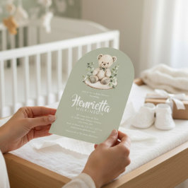 Convite Sage Green Striped Eucalyptus Baby Shower Arch 