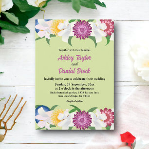 Convite Sage Green Summer Boho Casamento Floral Elegan